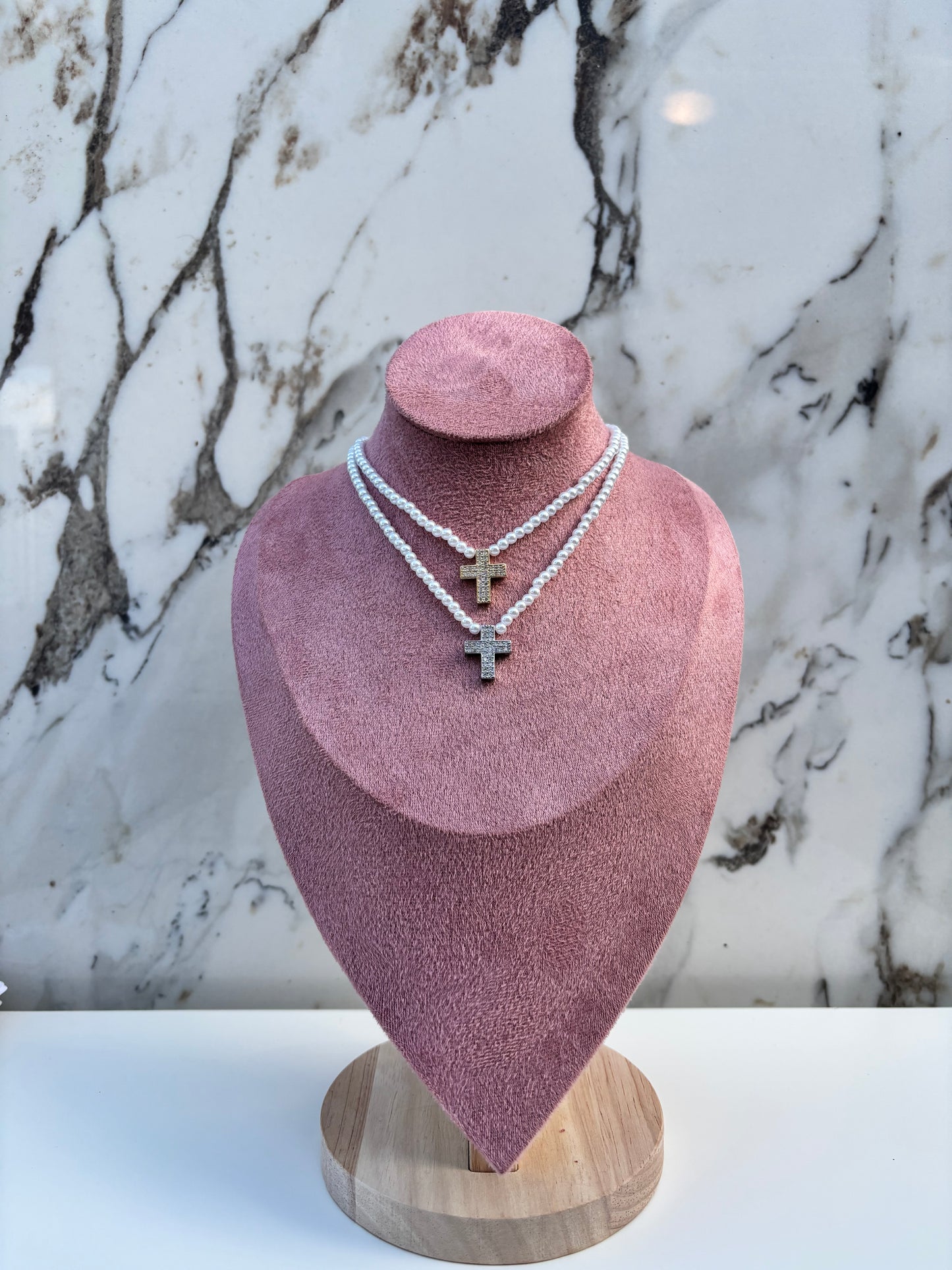 Collana CROCE PERLE ORO