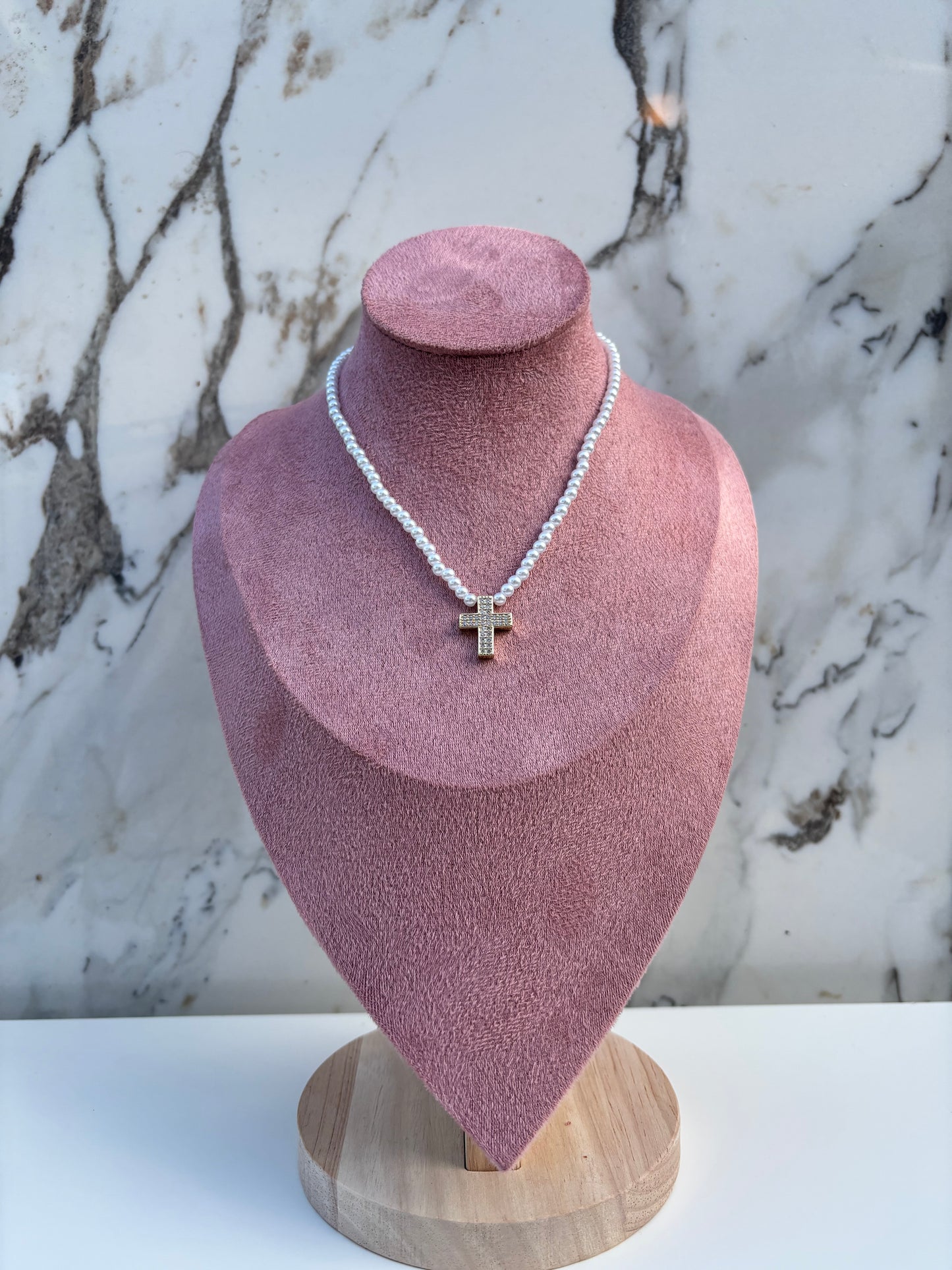 Collana CROCE PERLE ORO
